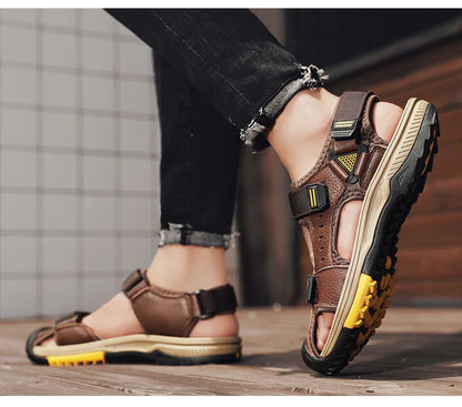 Hot Sale Summer Beach Men's Sandals Handmade Genuine Leather Sandals Outdoor Non-slip Wading Shoes Comfortable Men Casual Shoes