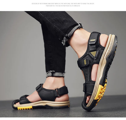 Hot Sale Summer Beach Men's Sandals Handmade Genuine Leather Sandals Outdoor Non-slip Wading Shoes Comfortable Men Casual Shoes