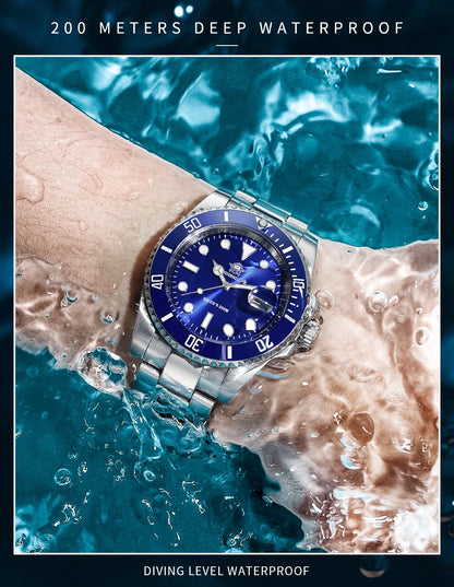 ADDIESDIVE Men's Classic Watch with Ceramic Bezel 200m Water Resistant Casual Quartz Watch BGW9 Blue Luminous Gift Watch MY-H3-2