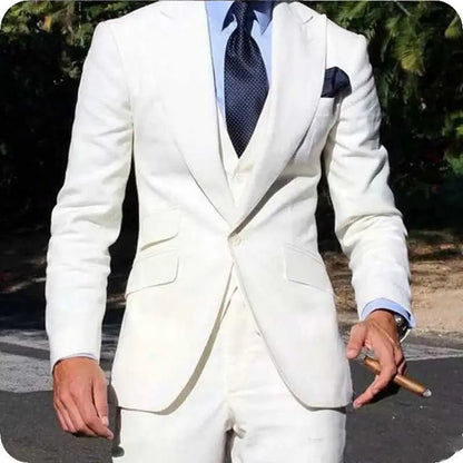 Classy Wedding Tuxedos Suits Slim Fit Bridegroom For Men 3 Pieces Groomsmen Suit Male Cheap Formal Business  (Jacket+Vest+Pants）