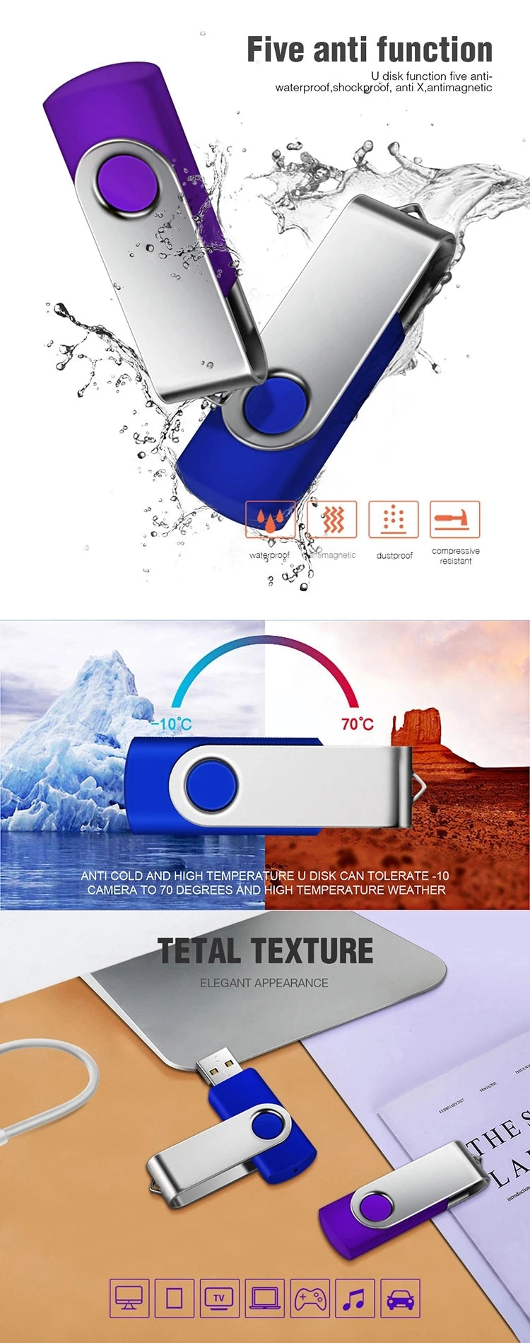 100Pcs/lot USB 2.0 Flash Drive 4GB 8GB Pen Drive 128MB Usb Sticks 1GB 2GB Pendrives 16GB Memory Flash 32GB 64GB U Disk Free Logo