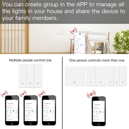 MOES Smart Light Switch Tuya ZigBee No Neutral Wire No Capacitor Needed Smart Life 2/3 Way Works with Alexa Google APP Remote