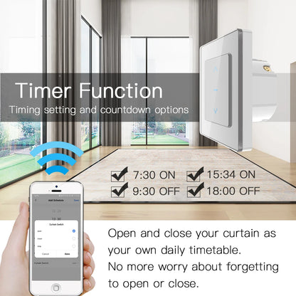 New WiFi Smart Curtain Switch Touch Design for Motorized Curtains and Roller Blinds work with Tuya Smart Life App Alexa Google