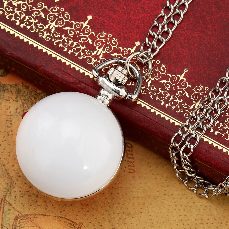 Antique Retro Ball Shaped Quartz Pocket Watch Fashion Sweater Angel Wings Necklace Chain Souvenir Gift for Men Women kids