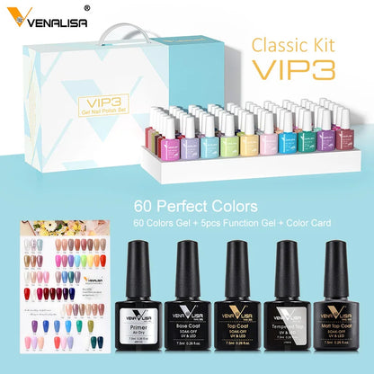 Venalisa Color Gel Nail Polish VIP Kit Full Cover Enamel For Nail Manicure Glitter Sparkle UV Gel Soak Off Nail Gel Polish 7.5ml