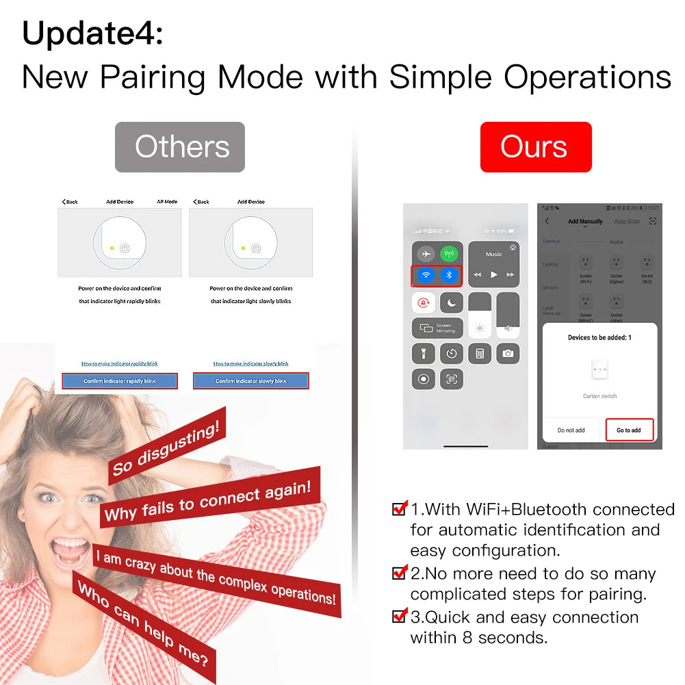 New WiFi Smart Curtain Switch Touch Design for Motorized Curtains and Roller Blinds work with Tuya Smart Life App Alexa Google