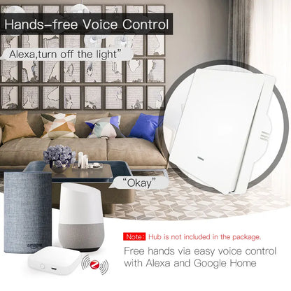 MOES Smart Light Switch Tuya ZigBee No Neutral Wire No Capacitor Needed Smart Life 2/3 Way Works with Alexa Google APP Remote