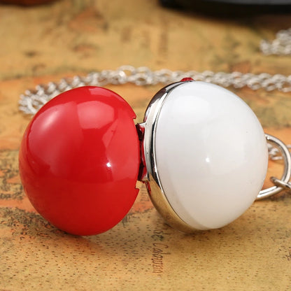 Antique Retro Ball Shaped Quartz Pocket Watch Fashion Sweater Angel Wings Necklace Chain Souvenir Gift for Men Women kids
