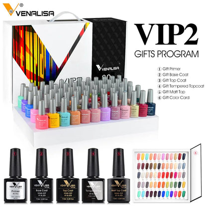 1Set VENALISA TPO FREE Whole Set Nail Gel Polish with Color Display For New Learner Nail Maincure Gel Varnish Branded Suitcase