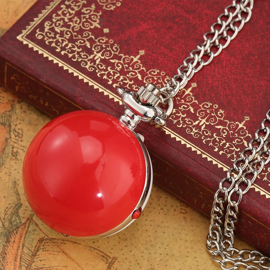 Antique Retro Ball Shaped Quartz Pocket Watch Fashion Sweater Angel Wings Necklace Chain Souvenir Gift for Men Women kids