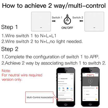 MOES Smart Light Switch Tuya ZigBee No Neutral Wire No Capacitor Needed Smart Life 2/3 Way Works with Alexa Google APP Remote