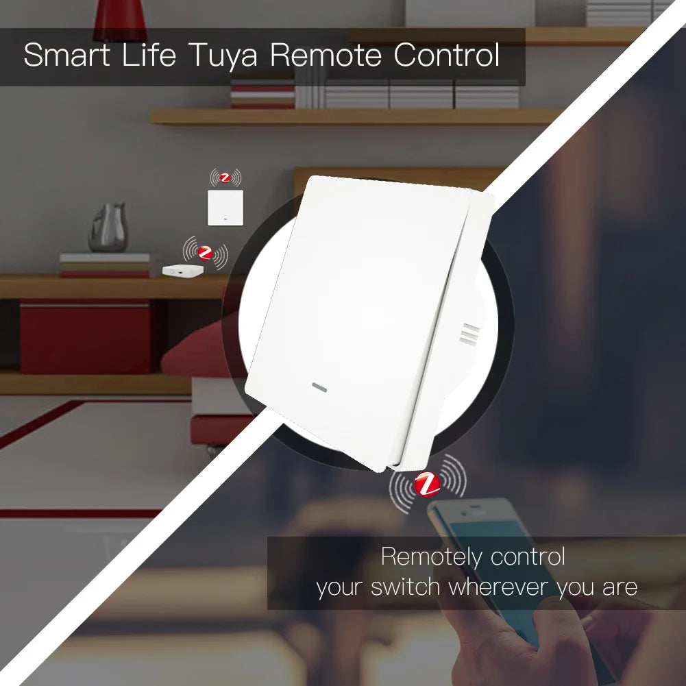 MOES Smart Light Switch Tuya ZigBee No Neutral Wire No Capacitor Needed Smart Life 2/3 Way Works with Alexa Google APP Remote
