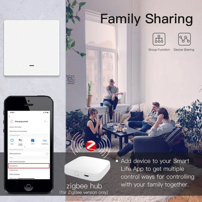 MOES Smart Light Switch Tuya ZigBee No Neutral Wire No Capacitor Needed Smart Life 2/3 Way Works with Alexa Google APP Remote