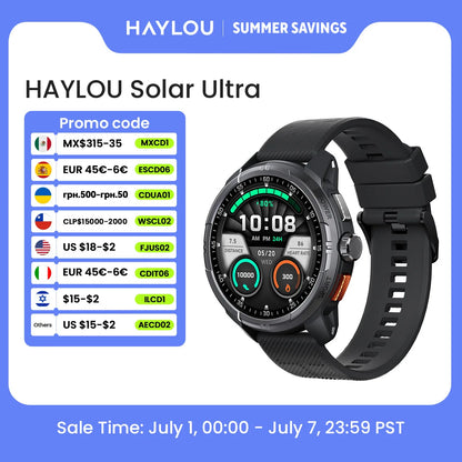 HAYLOU Solar Ultra GPS Smartwatch 1.6” AMOLED Display 5ATM Waterproof Built-in GPS Bluetooth Phone Calls Sports Smart Watch