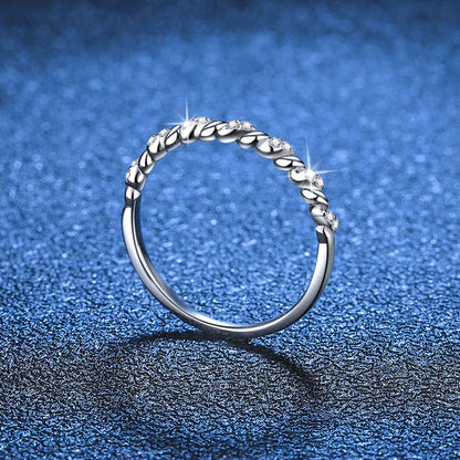 1.0mm-3.5mm Round Brilliant Cut Moissanite Wedding Rings Half Eternity Band 925 Silver Lab Diamond Wedding Ring With Certificate