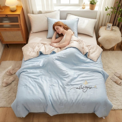 Oversized Lightweight Breathable Comforter Quilt Blanket, Skin-Friendly Soft Cooling Summer Air Conditioner Quilt, Multi-Purpose Thin Nap Quilt for Dorm Home Office