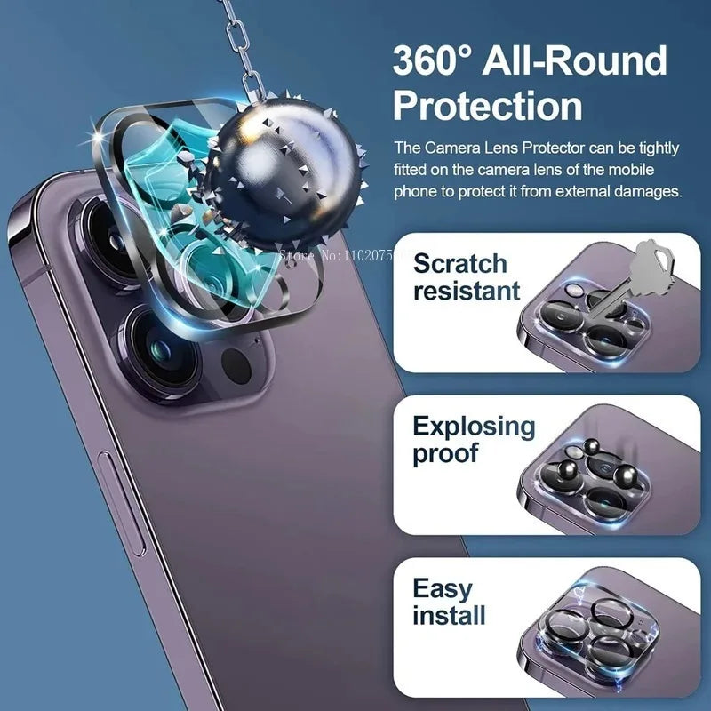3+1 3PCS 9D Screen Protection Tempered Glass for IPhone 14 15Pro 11/12/13/14/15/16 Pro Max 13 Mini 16 Plus+1PCS Camera Lens Film