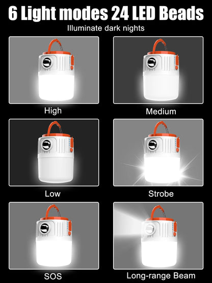 1pc Solar Led Camping Light,Solar Powered Rechargeable Camping Lanterns, Outdoor Lighting Lamp With Mobile Phone Charging