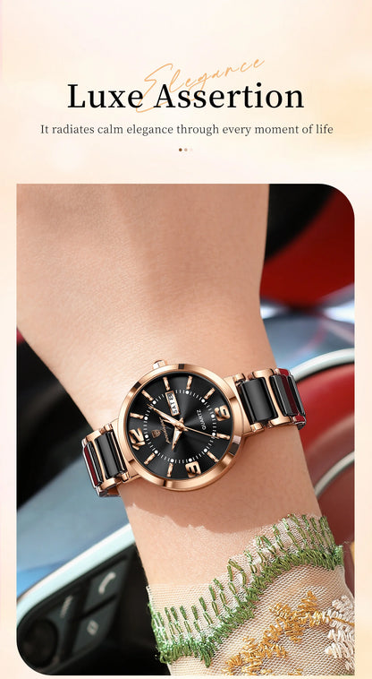POEDAGAR Top Fashion Elegant Watch For Woman Week Date High Quality Waterproof Ladies Quartz Watch Stainless Steel Women Watches