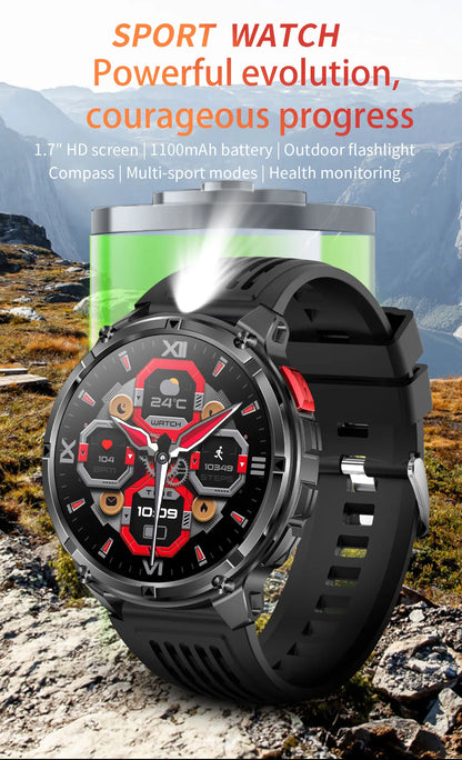 2026 T-Rex3 Ultra 1100mAh Battery 170+Sport Fitness LED Flashlight IP68 Waterproof Bluetooth call GPS track Smartwatch Compass