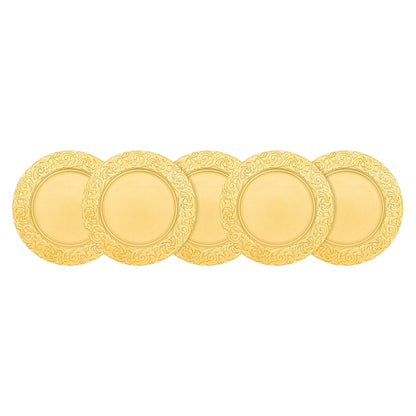 100-Pack Gold Charger Plates Set 12.9 Inch Embossed Round Disposable Serving Trays Christmas Wedding Party Decoration Plate ﻿