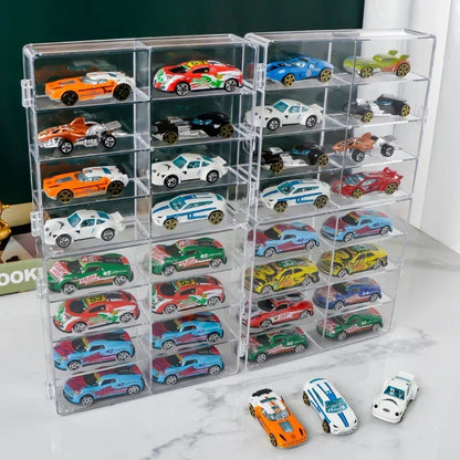 1:64 Acrylic Car Display Box For Hot Wheels Car Model Toy 8 Grid Cabinet Rack Dustproof Stackable Car Storage Box For Hotwheels