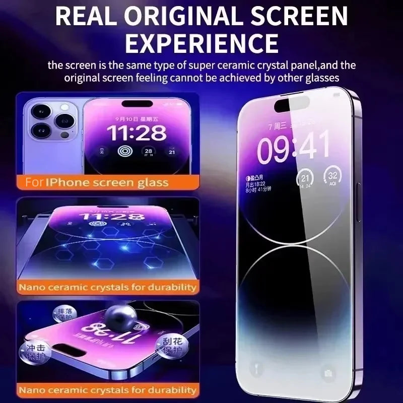 8K Oleophobic Coating Dust free Installation Screen Protector For iPhone 16 Pro SE 2022 2020 15 13 11 12 14 17 Pro Max 7 Plus XR