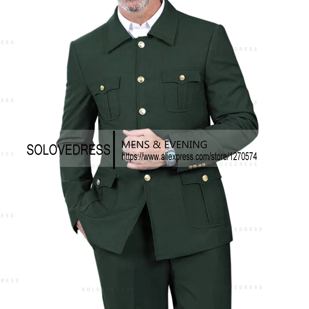 2 Pieces  4 Real Pockets Single Breasted  Slim Fit  Men's Formal Suits Groomsmen Wedding Tailored Fit (Blazer+Pants)