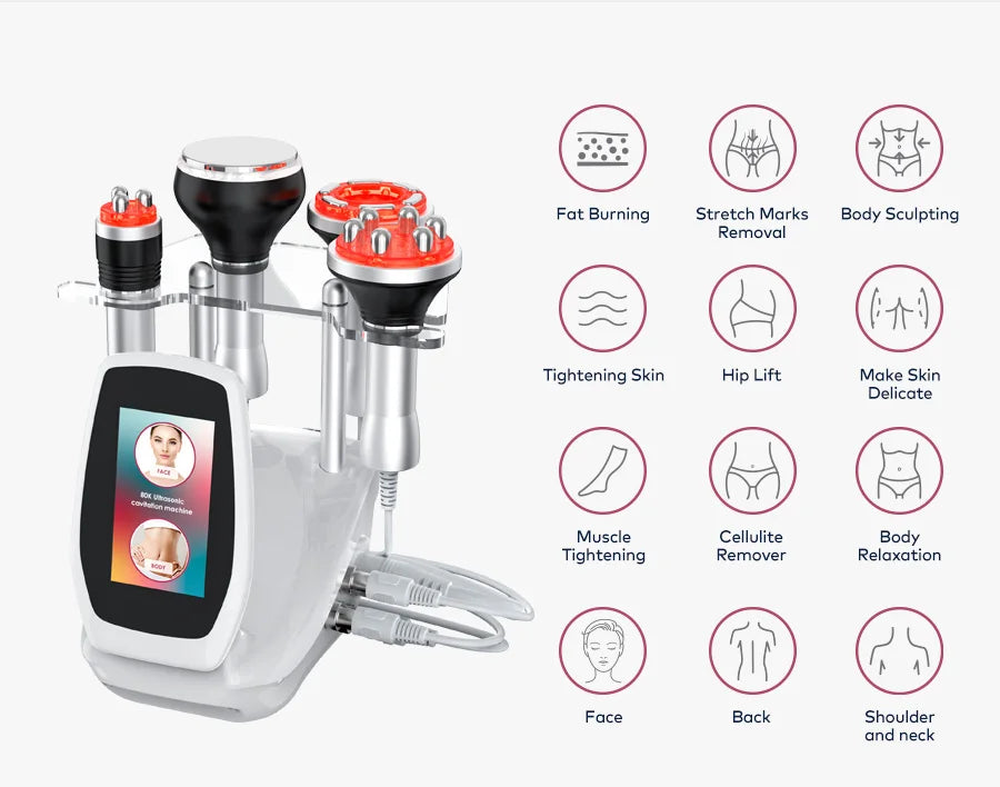 4 in 1 80K Cavitation Ultrasonic Body Slimming Machine Beauty Devic  Facial Massager Skin Tighten Face Lifting Vacuum Suction