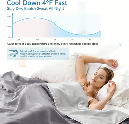 Cooling Comforter King Size Grey, Lightweight Summer Blanket for Hot Sleepers, Soft Breathable Bedding for Night Sweats