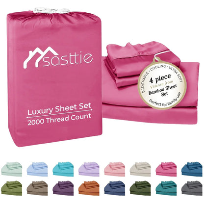 Cooling Bamboo Bed Sheet Set-Bamboo Bed Sheet-Ultra Soft & Breathable Daybed Set-Deep Pocket Up to 16" Hotel Soft Bedding-Perfect for Hot Sleepers Bamboo Bedding Sheets Set - Double Stitching, Lifetime Quality Promise