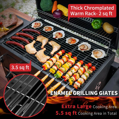 Extra Large Charcoal Grill 794sq.in Adjustable Dual Tray Foldable Side Tables Outdoor Backyard BBQ, Custom