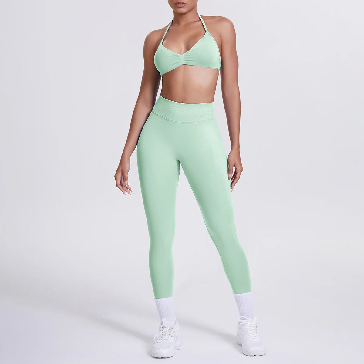 Women 2pcs Patchwork Sport Yoga Suit Training Sleeveless Sport Gym Tops Tummy Control Slimming Booty Leggings Yoga Suit Sports