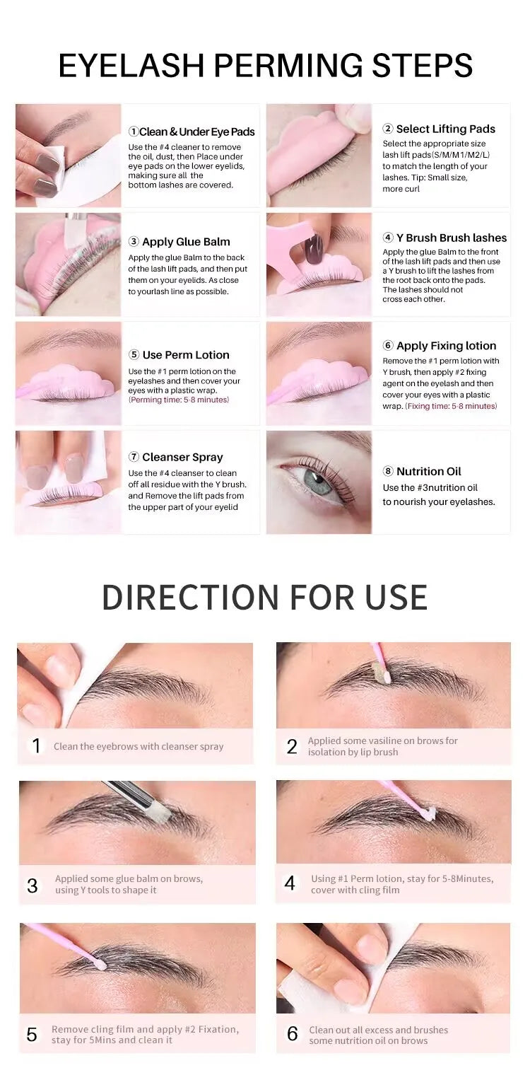 Dropshipping 2IN1  Eyelash Lifting Kit Fast Perming LASH & BROW Liftng Kit  Lasting 6-8 Weeks Mascara  Enhancer Makeup Tools