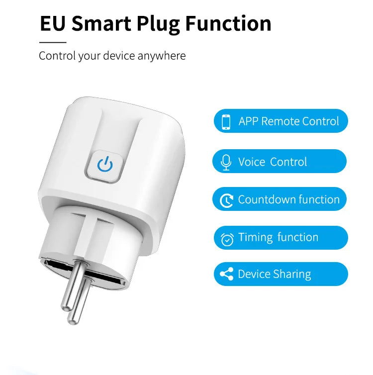 Smart Plug WiFi Socket EU 16A/20A With Power Monitor Timing Function Tuya app Smart Life APP Works With Alexa Google Home