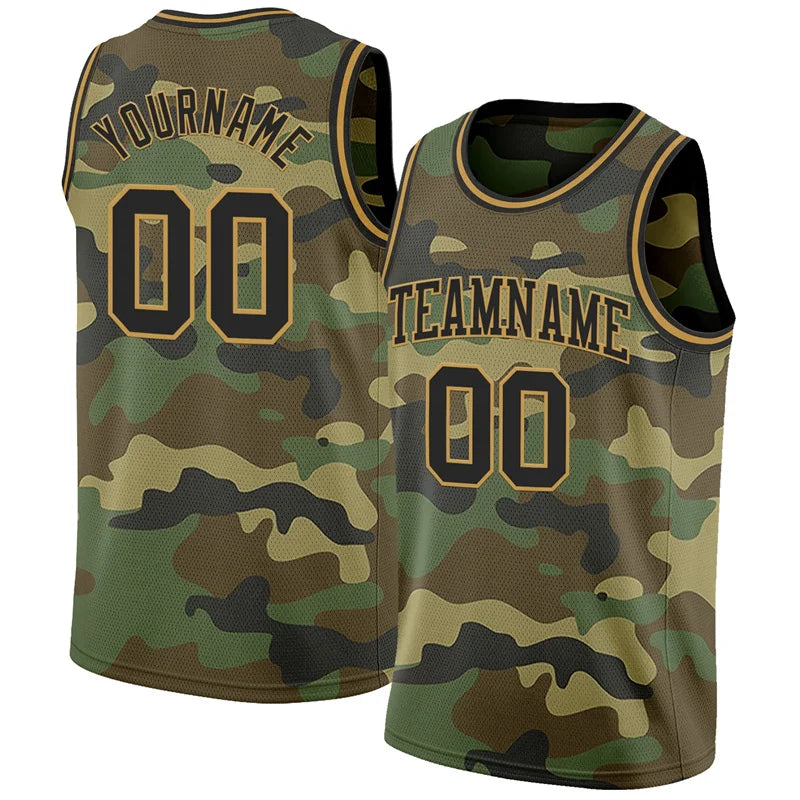 Custom Name Camo Basketball Jersey Tank Top Men Kids 2025 Summer Sports Vest Camouflage Basketball Team Sleeveless Mesh Tees