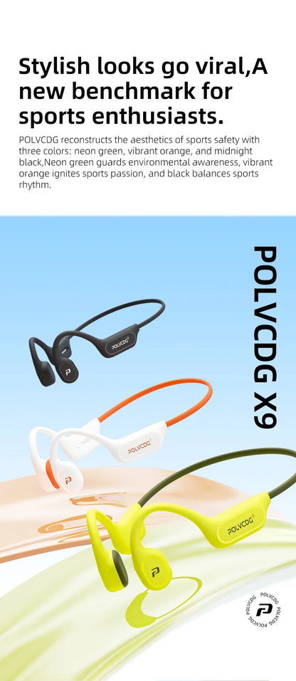 POLVCDG X9 Bone Conduction Earphones 32G IPX8 Waterproof Open Design for Swimming Running Cycling Hanging Earphones