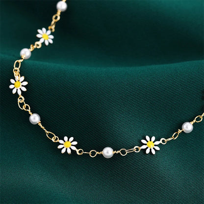 Summer New Daisy Flower Chain Anklets for Women Trendy Beach Starfish Shell Beads Anklet Bracelet On Leg Foot Chain Boho Jewelry