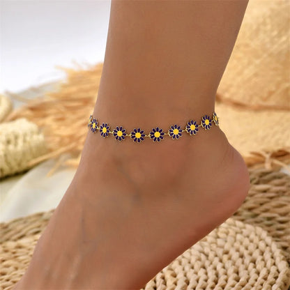 Summer New Daisy Flower Chain Anklets for Women Trendy Beach Starfish Shell Beads Anklet Bracelet On Leg Foot Chain Boho Jewelry