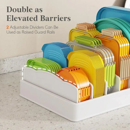 Kitchen Cabinet Organizer with 6 Adjustable Dividers & 7 Sections for Pantry Storage, Large, 13 x 10