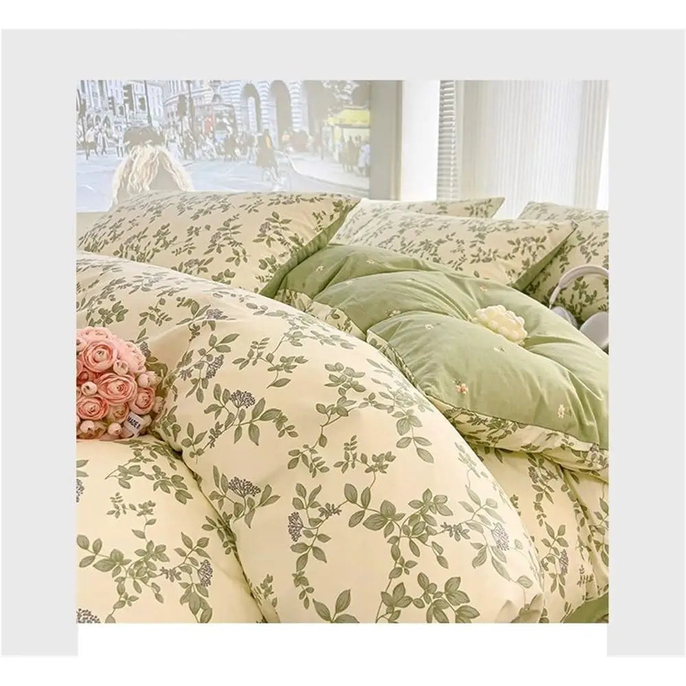 Queen/King Size Comorter Set, Bed our-Piece Cotton Summer PrincWind Quilt Cover Sheet Bedding(G,Queen)
