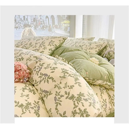 Queen/King Size Comorter Set, Bed our-Piece Cotton Summer PrincWind Quilt Cover Sheet Bedding(G,Queen)