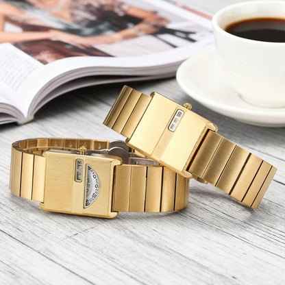Square Sports Watch for Men Silver Stainless Steel Strap Luxury Brand New in Men's Watches High Quality Gifts Quartz Watch