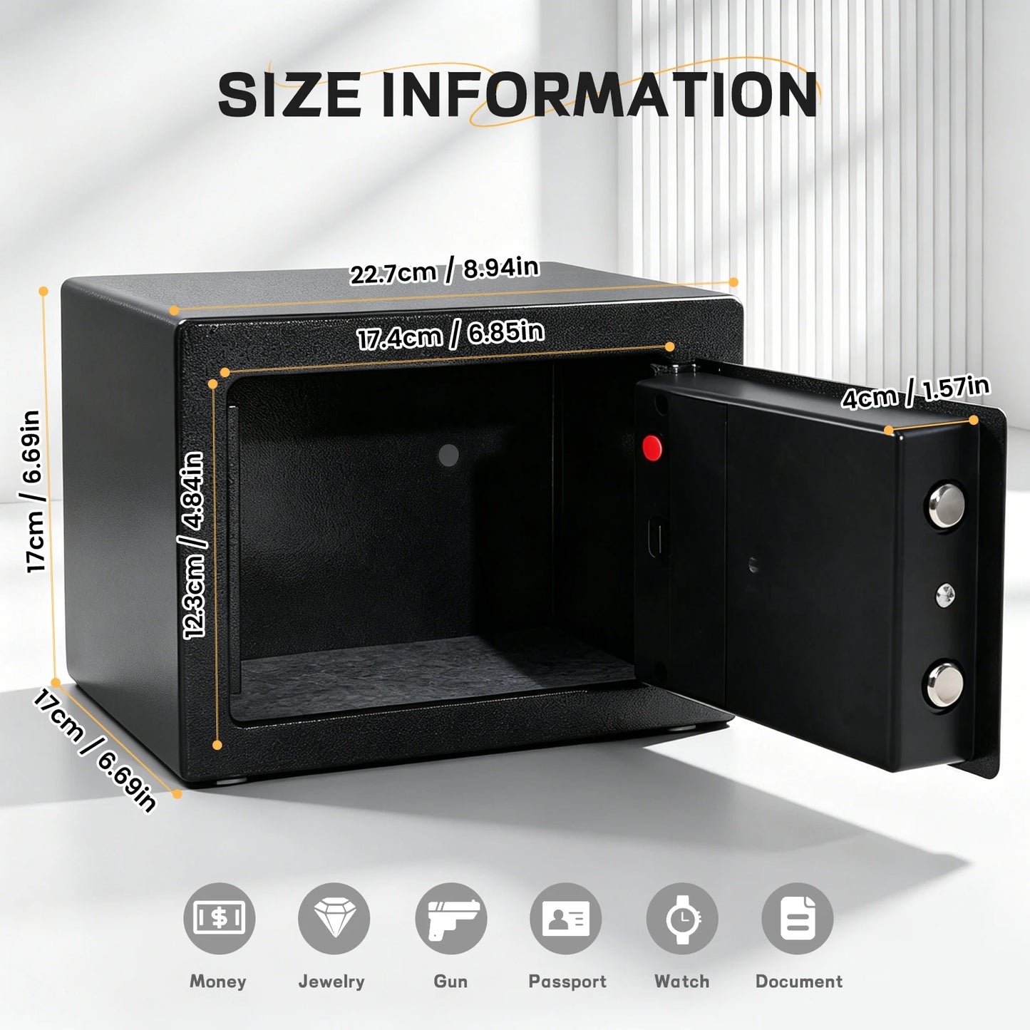 Ireproof Safes with Fireproof Money Bag Sensor Light Digital Keypad Home Safe Adjustable Shelf Security Safe