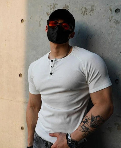 T Shirt Men Casual Short Sleeve Muscle Joggers Bodybuilding Tshirt Male Gym Fitness Tops Tee Streetwear Slim Fit Summer T-shirt