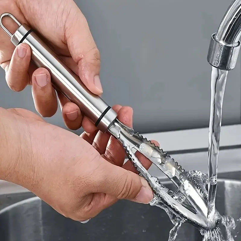Pointed Fish Scaler, Removes Scales Quickly & Easily. 27x8cm, Stainless Steel, Ergonomic Grip