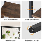 Tall Metal Plant Shelf with Hooks — view 4