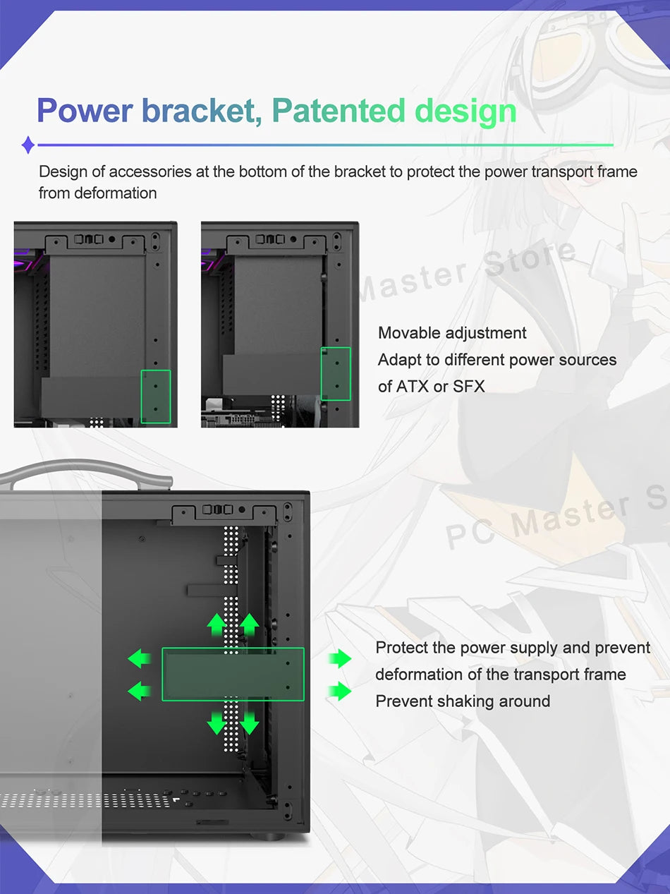 Power Train X-GAMERX M1 Handheld Portable Computer Case Side Transparent MINI Game MATX Desktop Chassis