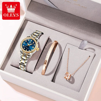 OLEVS 7003 Women Automatic Watch Waterproof Luminous Calendar Mechanical Ladies Wristwatch Steel Strap Luxury Watch Women