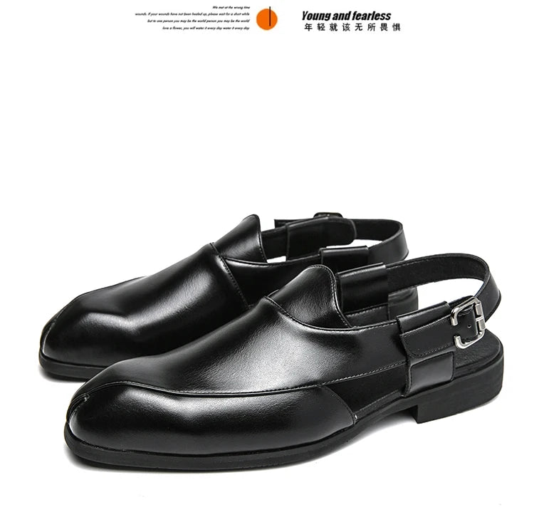 Hollow Out Dress Party Sandals Fashion Leather Summer Shoes Men Leisure Formal Flats Business Footwear Men's Wedding Sandals